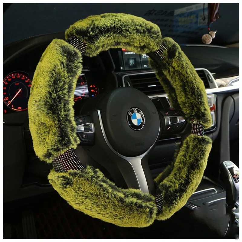 Korean Diamond Plush Steering Wheel Cover